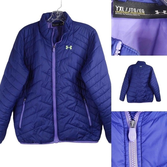 Under Armour UA Quilted Jacket Girls Youth XL Purple Loose Fit Jacket Packable - Picture 1 of 10